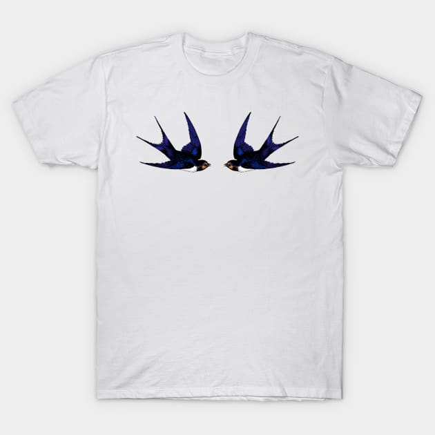 Twin Swallows T-Shirt by Wright Art